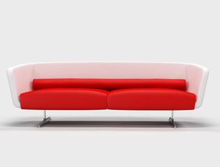 modern red and white sofa isolated