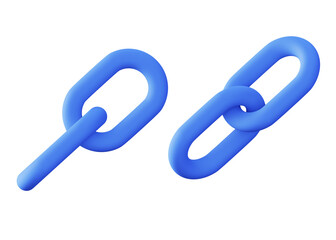 3d illustration icon of blue chain link