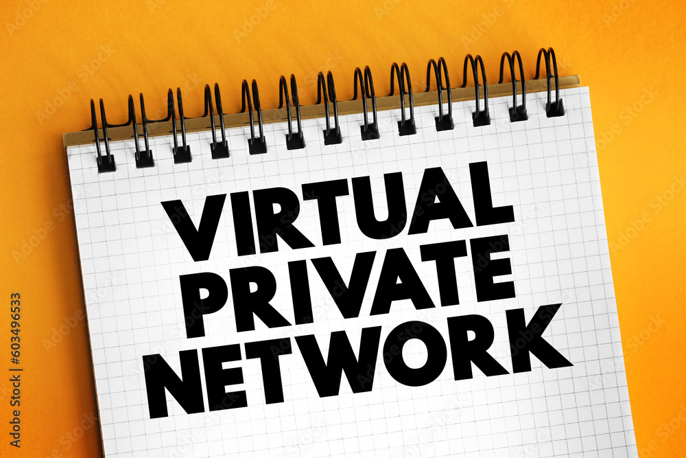 Poster virtual private network - encrypted connection over the internet from a device to a network, text co