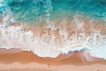 Fototapeta na wymiar Ocean waves on the beach background generative ai Aerial top down view of beach and sea