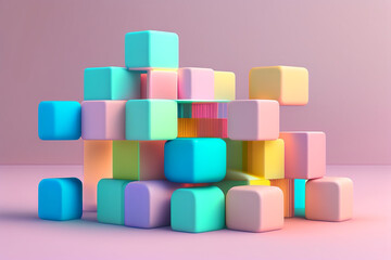 Obraz premium Abstract mock up scene pastel color. Geometry shape objects podium background for product. 3d rendering. 