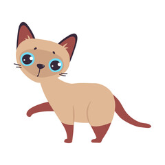 Funny Brown Cat with Paws and Tail Walking Vector Illustration