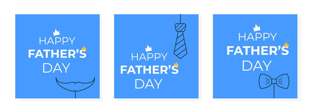 Set of Father's Day greeting cards in minimalistic style. Fathers Day holiday illustration for greeting banner, cover, background