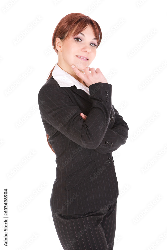 Wall mural pretty businesswoman isolated over white background