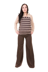 attractive brunette successful woman isolated over white background