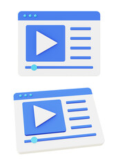 3d illustration icon of blue video streaming