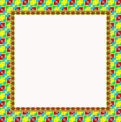 square frame with pattern in bright retro colors