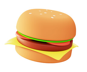 3d illustration icon of burger fast food for UI UX web mobile app social media ads
