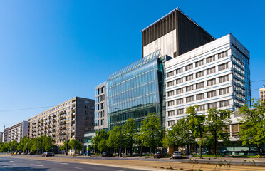 Modern Marszalkowska office plaza in Srodmiescie downtown business district of Warsaw city center in Poland - 603500517