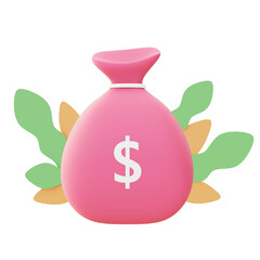 3d illustration icon of money bag for UI UX web mobile app social media ads