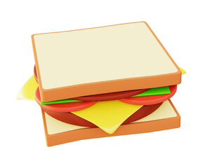 3d illustration icon of sandwich food for UI UX web mobile app social media ads