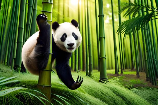 giant panda eating bamboo
