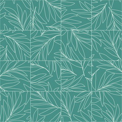 Seamless abstract  green and white floral  background.Vector green and white pattern with leaves.