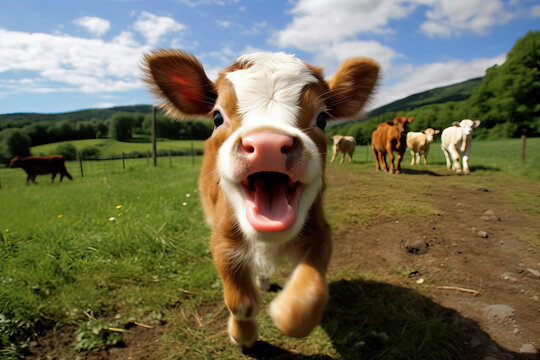 happy cute calf portrait