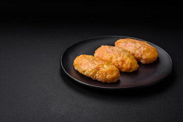 Delicious steam cutlets with carrots, cheese, salt and spices