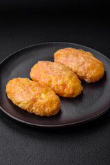 Delicious steam cutlets with carrots, cheese, salt and spices
