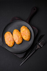Delicious steam cutlets with carrots, cheese, salt and spices