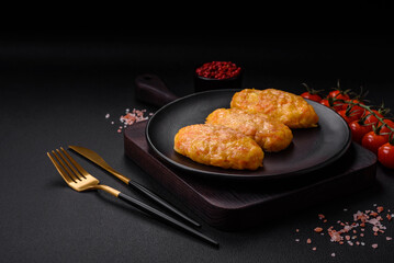 Delicious steam cutlets with carrots, cheese, salt and spices