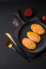 Delicious steam cutlets with carrots, cheese, salt and spices