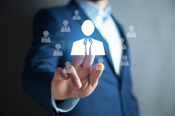 Human resources officer choose employee standing out of the crowd