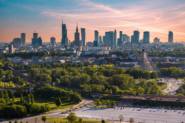 Fototapeta na wymiar Panoramic view of Warsaw, Poland
