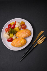 Delicious steam cutlets with carrots, cheese, salt and spices
