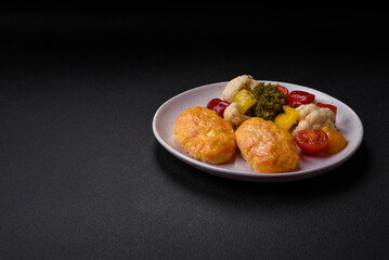 Delicious steam cutlets with carrots, cheese, salt and spices