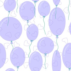Festive seamless birthday balloons pattern for wrapping paper and kids clothes print and fabrics and linens