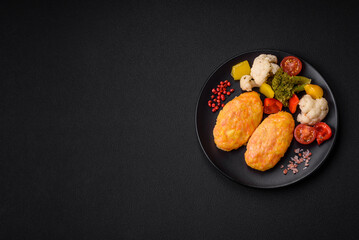 Delicious steam cutlets with carrots, cheese, salt and spices