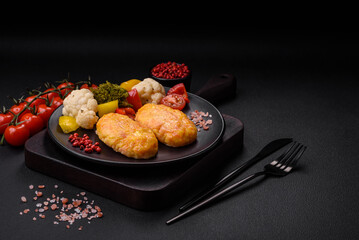 Delicious steam cutlets with carrots, cheese, salt and spices