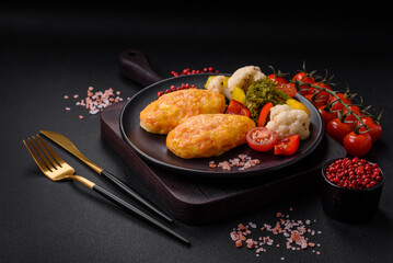 Delicious steam cutlets with carrots, cheese, salt and spices