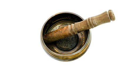 Tibetans singing bowl on white background.
