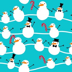 Christmas cartoon snowman seamless new year pattern for wallpaper and fabrics and textiles and packaging