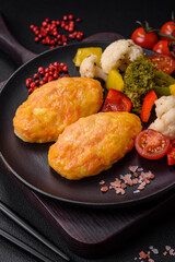 Delicious steam cutlets with carrots, cheese, salt and spices