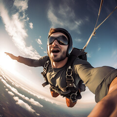 man jumping in air skydiving