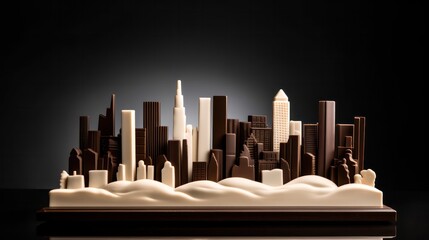 model of the city made of chocolate. the skill of the confectioner.World Chocolate Day. Generative AI