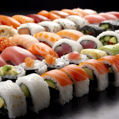 sushi on a plate Generative AI.