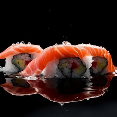 sushi with salmon Generative AI.
