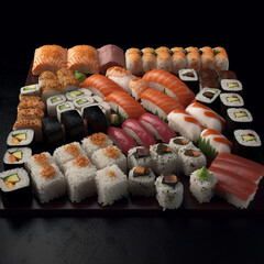 sushi on a plate Generative AI.