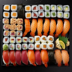 sushi on a plate Generative AI.