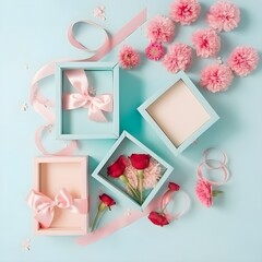 gift box with roses Generative AI.