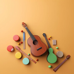 instruments in colorful background Generative AI.