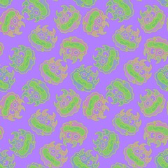 Cartoon monsters seamless emoticons aliens pattern for kids clothes print and wrapping paper and fabrics