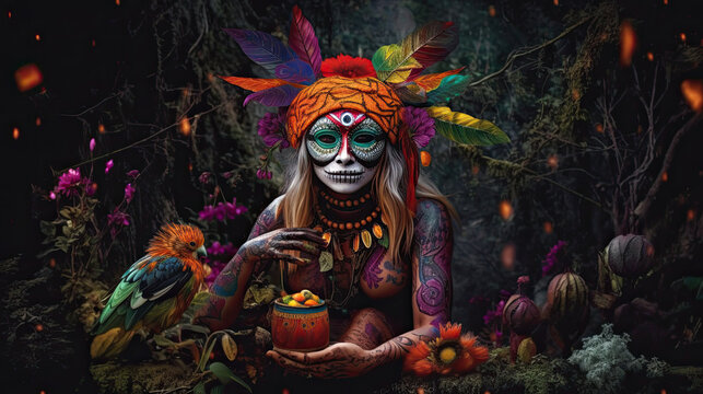 ayahuasca shamanism ritual spiritual new age - by generative ai
