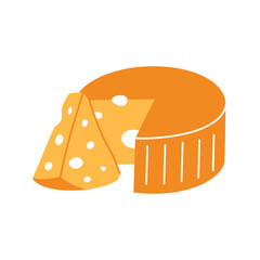 Whole cheese block icon. Cheese products silhouette. Vector illustration.