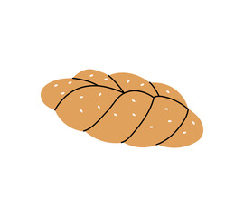 Challah, braided bread icon. Bakery pastry products silhouette. Vector illustration.