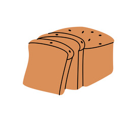Sliced wheat bread icon. Bakery pastry products silhouette. Vector illustration.