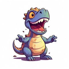 Obraz premium cartoon tyrannosaurus rex dinosaur on a white background, generative ai