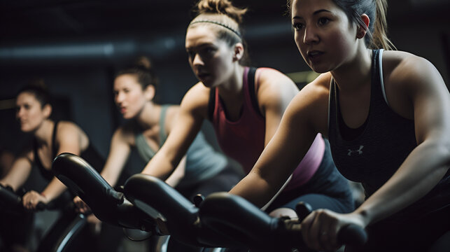 Group of woman working out in the gym