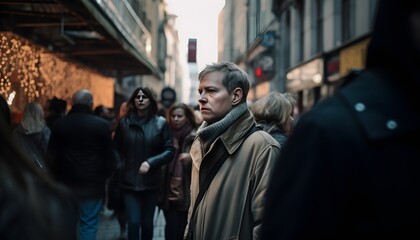 Obraz premium Hyper-Realistic Candid Cityscape Photography: Capturing the Vibrant People and Architectural Marvels of a Bustling Metropolis in Stunning Detail with Bold and Dynamic Composition Generative AI